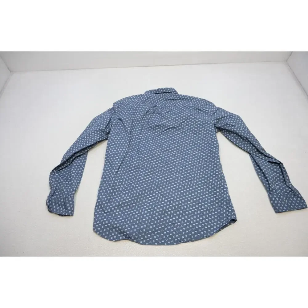 J Crew Slim Fit Stretch Dress‎ Shirt Blue Star Button Up Long Sleeve Mens Medium